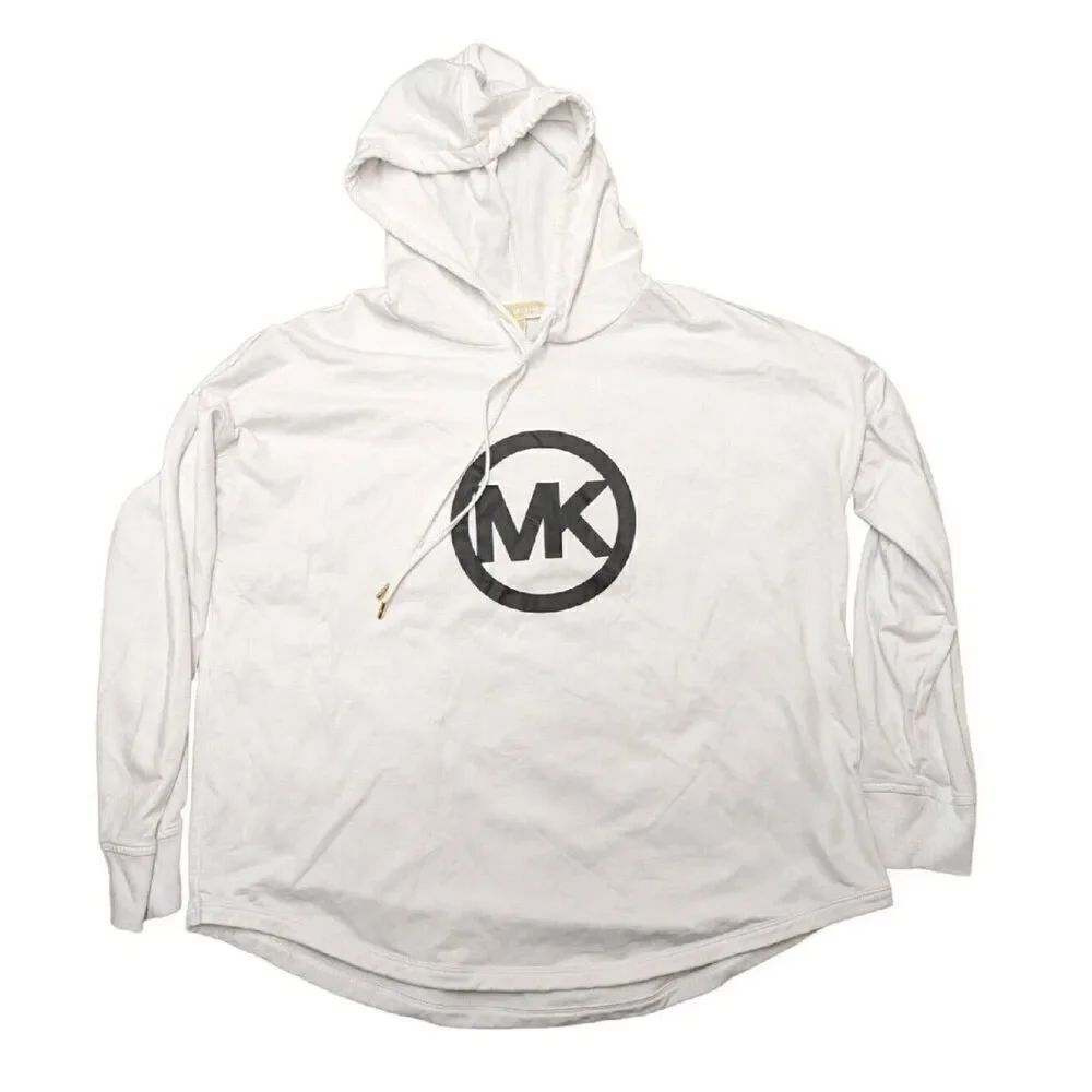 MK Michael kors black/white logo plus size hooded top shirt nwt 1xl
